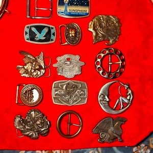 Various belt buckles.